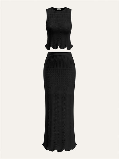 Wave Pattern Sleeveless Knit Top