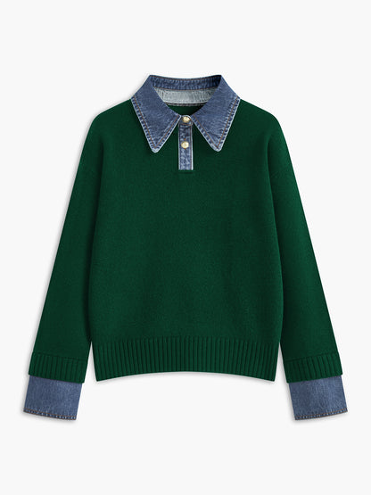 2 in 1 Panel Lapel Sweater