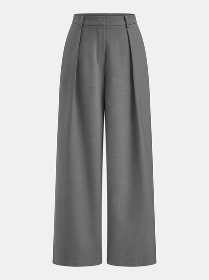 Wrap Front Fitted Top & Pleated Pants Set