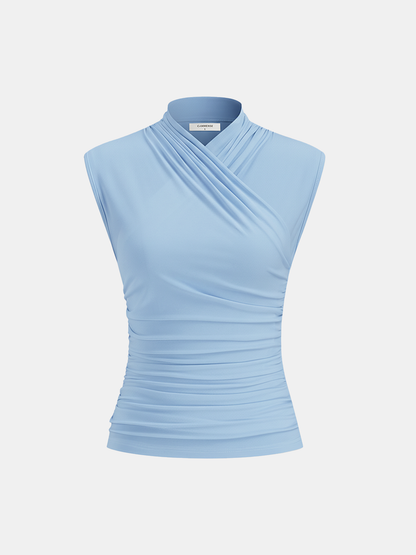 Cross Neck Ruched Tank Top
