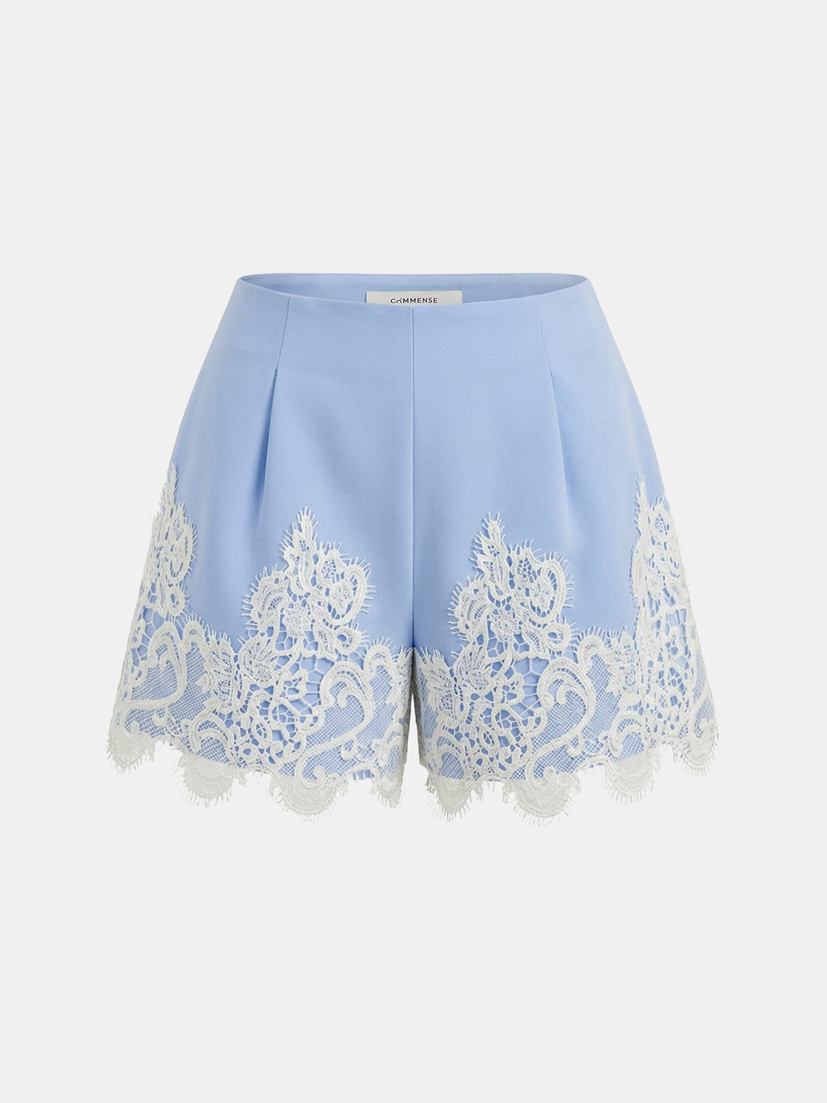Contrast Lace Trim Mid-Waist Shorts