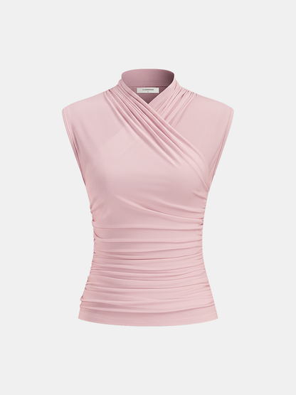 Cross Neck Ruched Tank Top