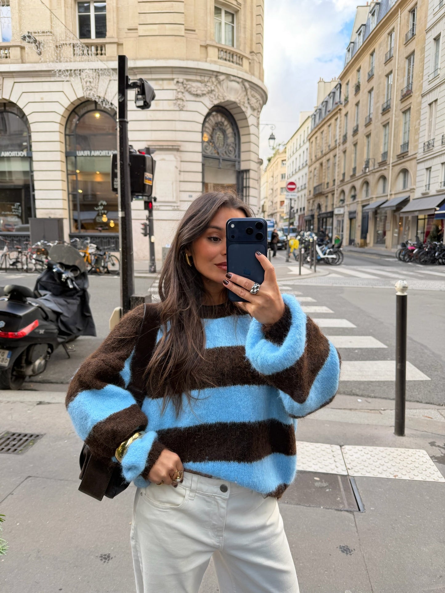 Ami Sweater in Blue and Brown