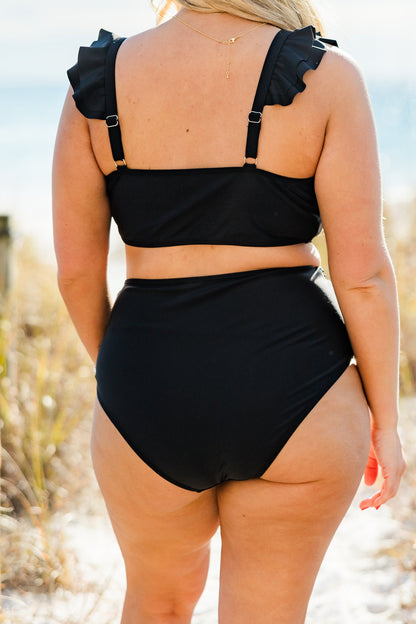 Beach Trip Swim Top, Black
