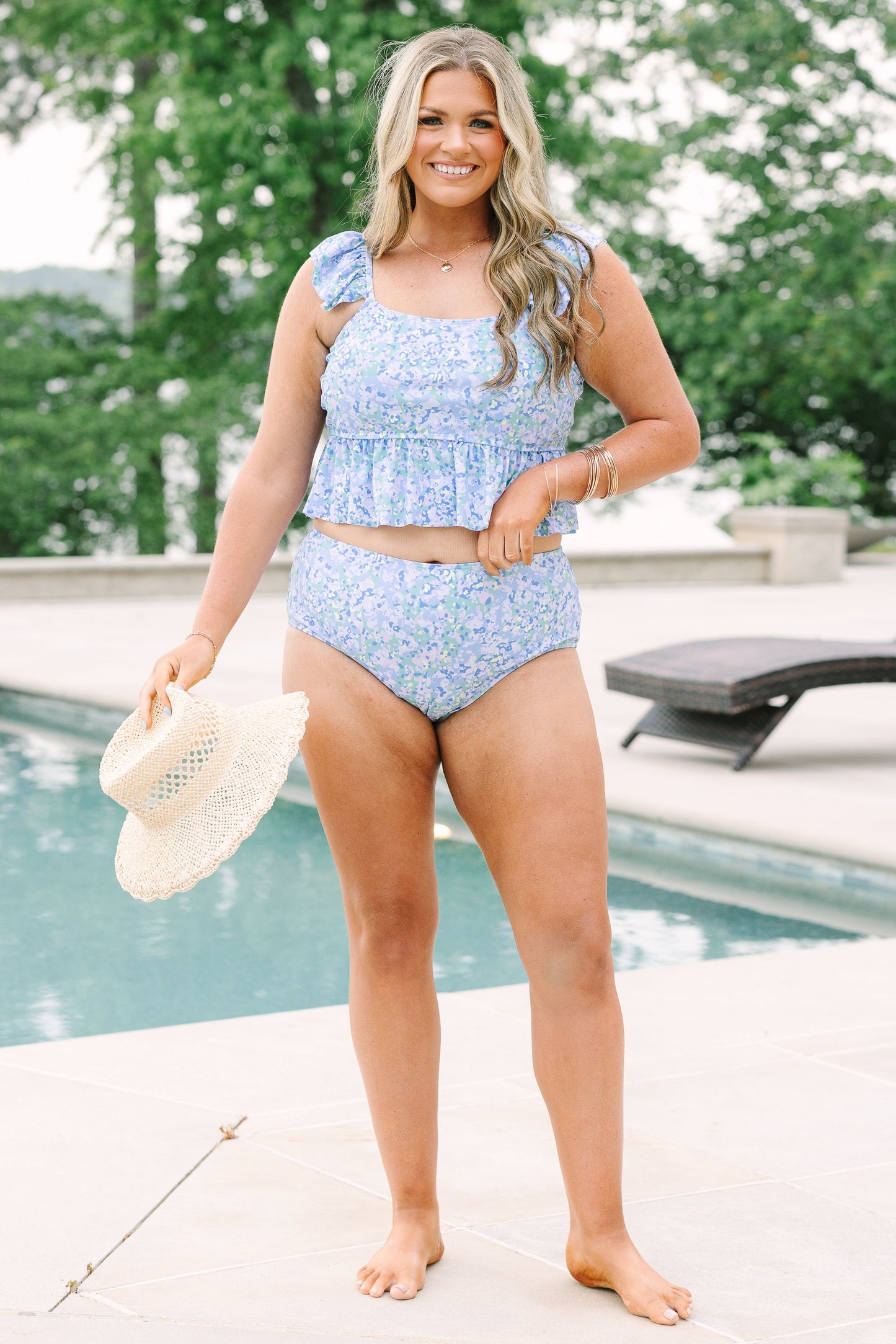 Breeze Through Paradise Tankini, Blue Floral