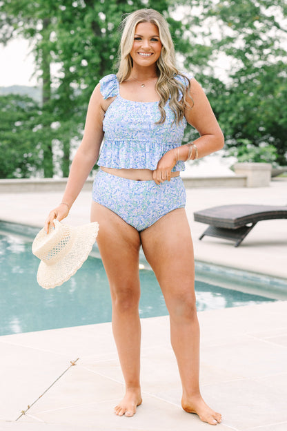 Breeze Through Paradise Tankini, Blue Floral