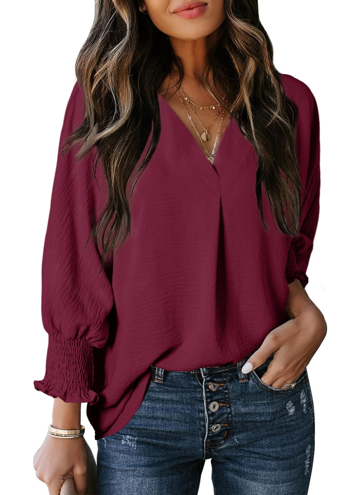 Relaxed Fit V-Neck Top