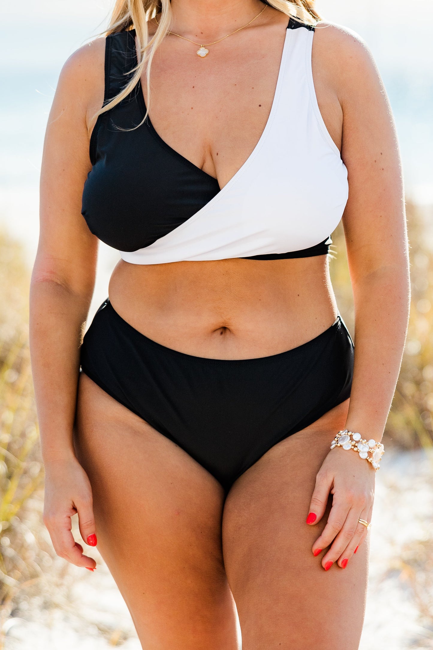 Catch Flights Swim Bottom, Black/White