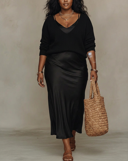 Alessia – Elegant Satin Midi Dress
