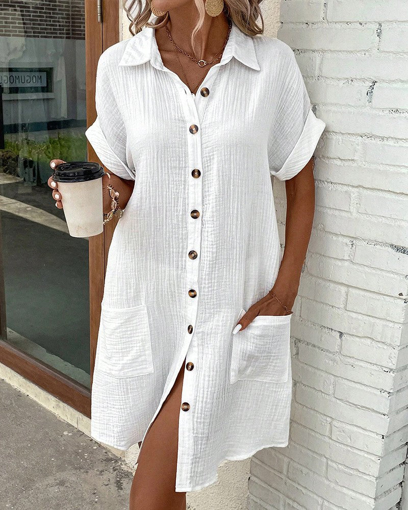Monaco Button-Front Polo Shirt Dress