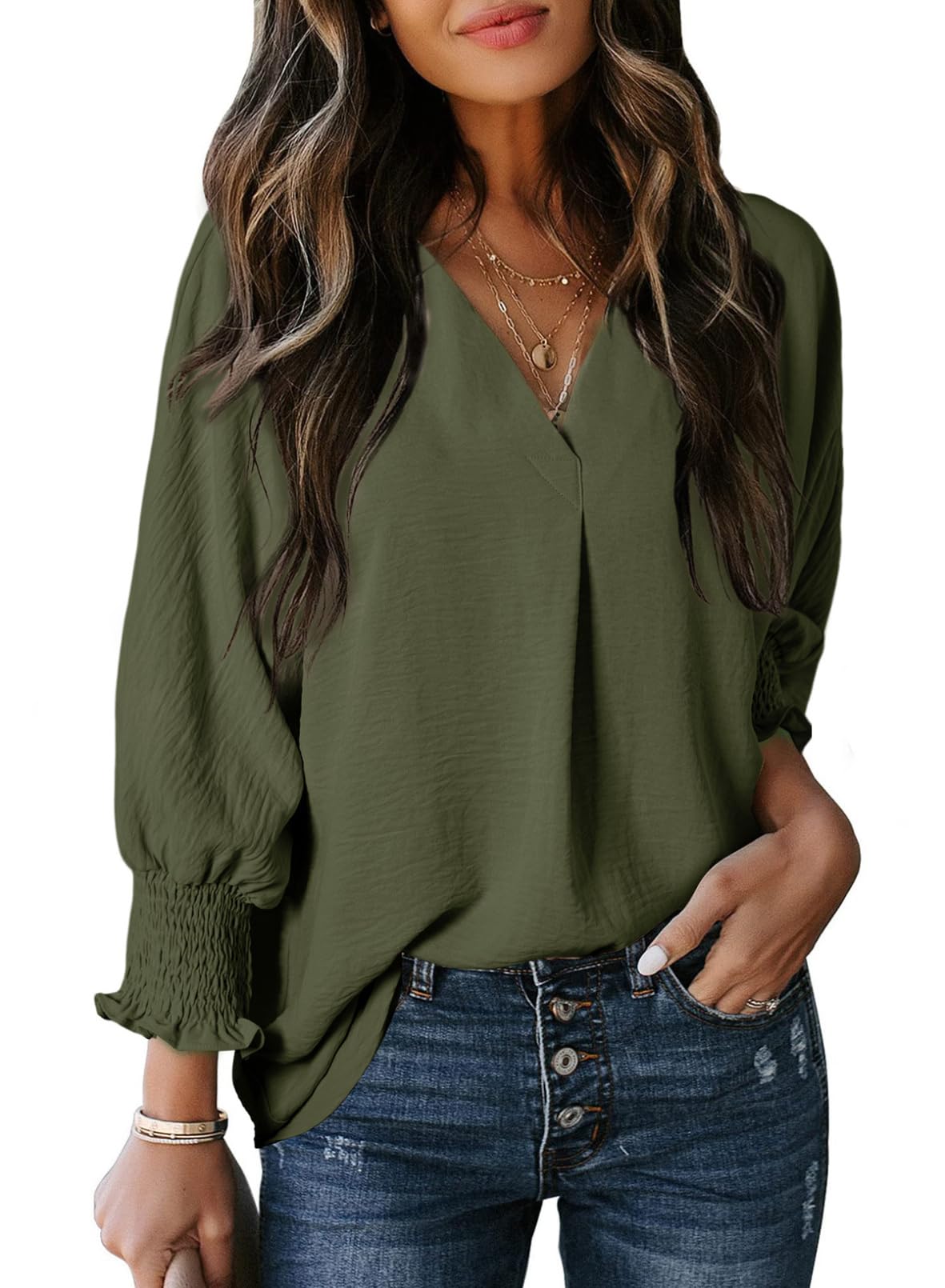 Relaxed Fit V-Neck Top