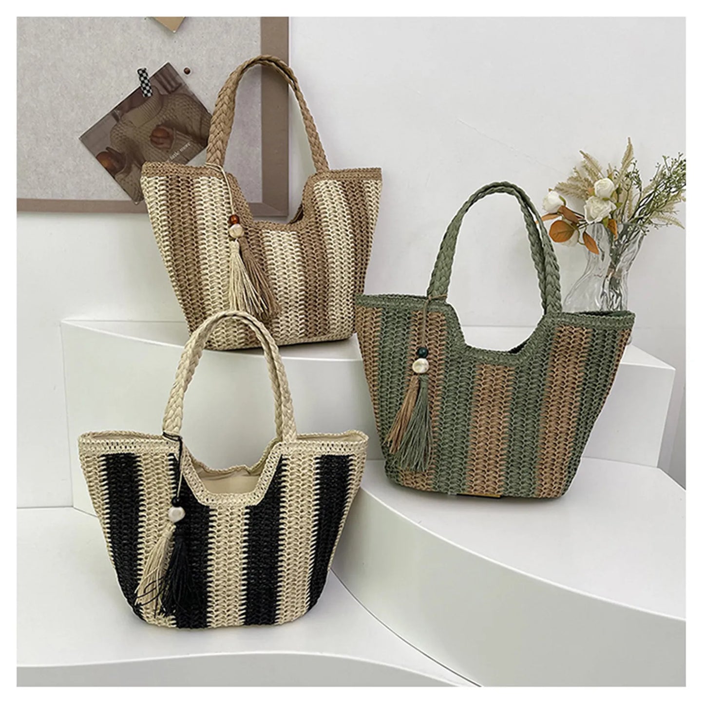 Leisure Straw Woven Carrier Bag