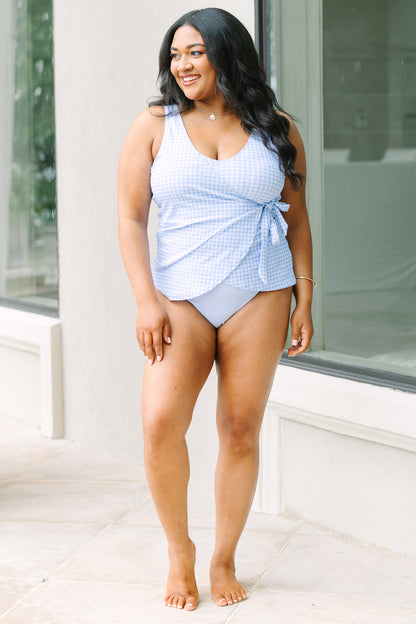 Wave Watching Tankini, Blue Gingham