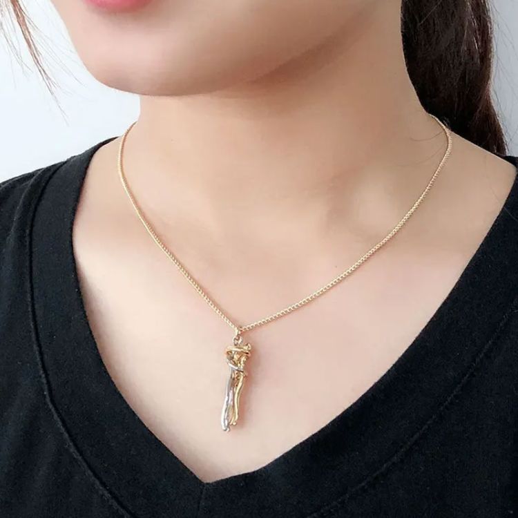 Gold&Silver Hug Couple Necklace