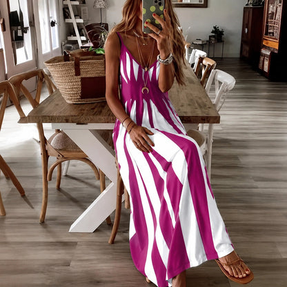 Florence Striped V-Neck Maxi Dress - lifestyle