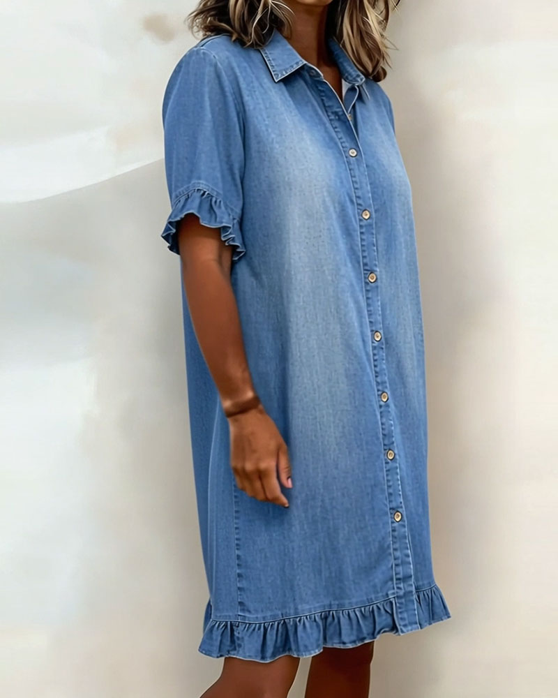 Elegant Ruched Denim Dress