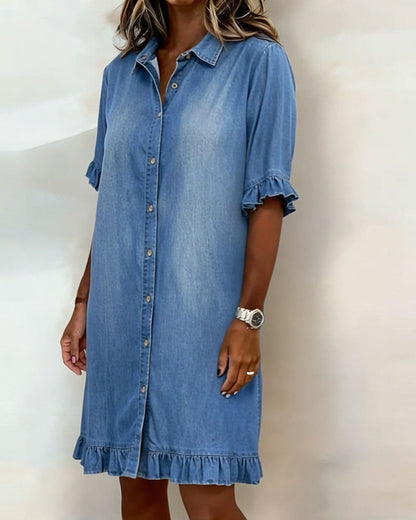 Elegant Ruched Denim Dress
