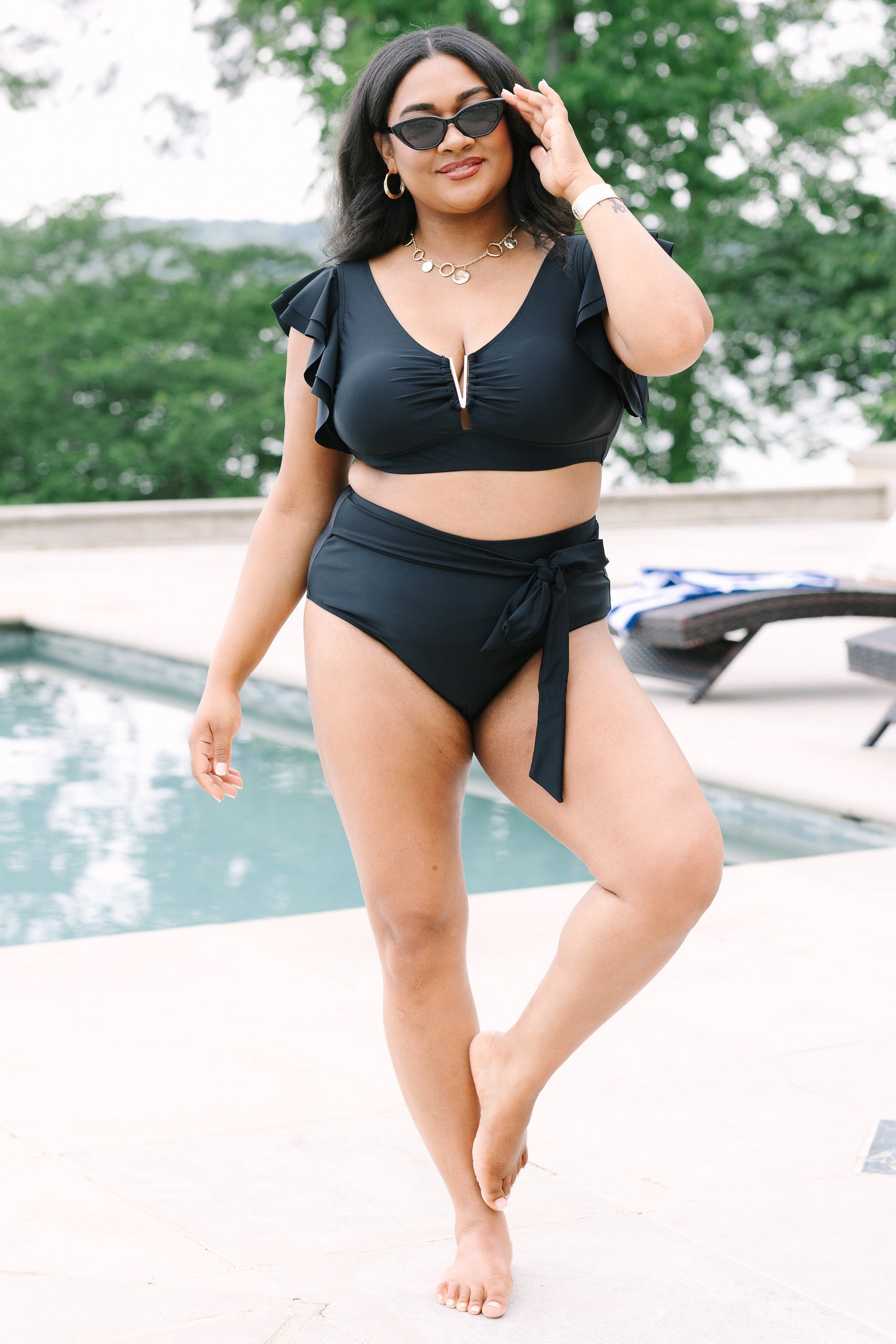 Beach Babe Swim Bottom, Black