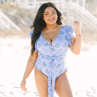 Beach Beauty Swimsuit, Blue Green Block
