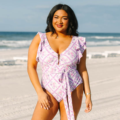 Beach Beauty Swimsuit, Purple Floral