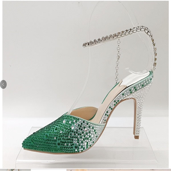 Womens Crystal Stiletto Evening Shoes