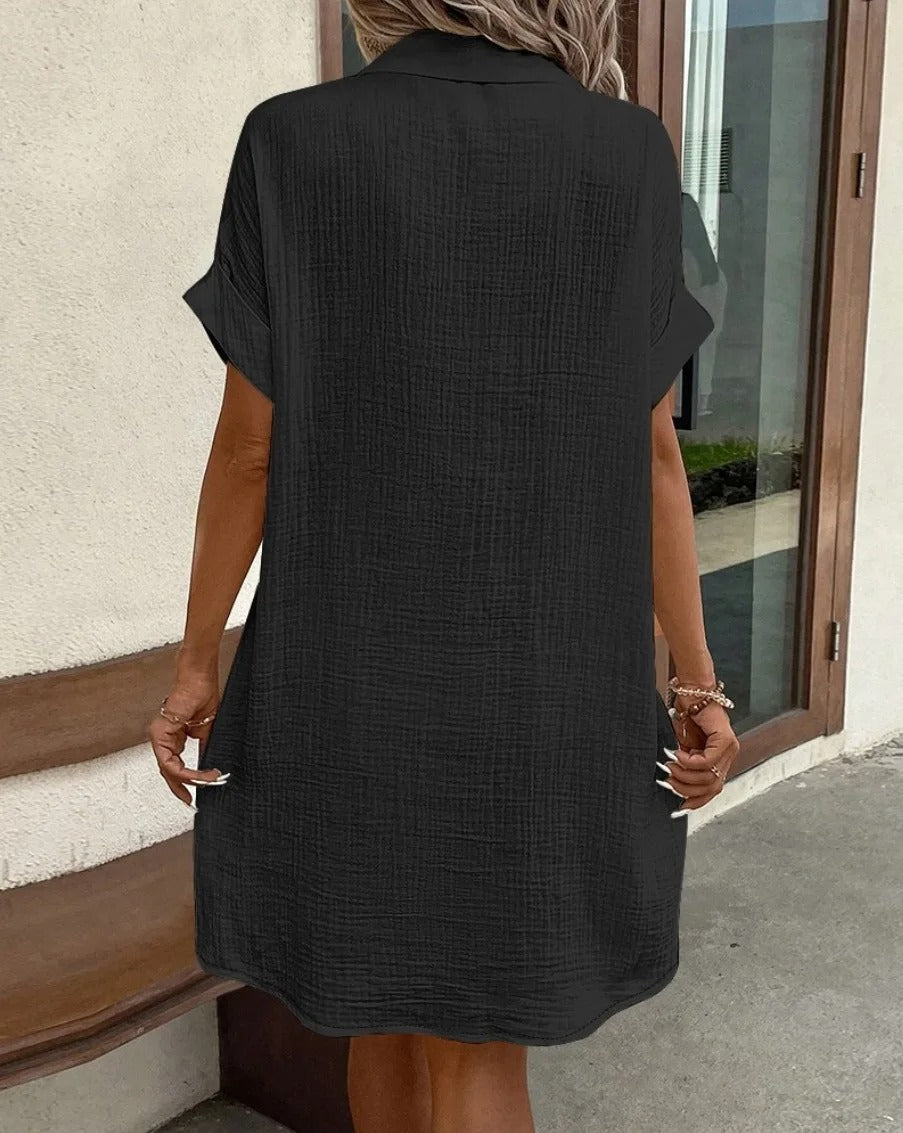 Monaco Button-Front Polo Shirt Dress
