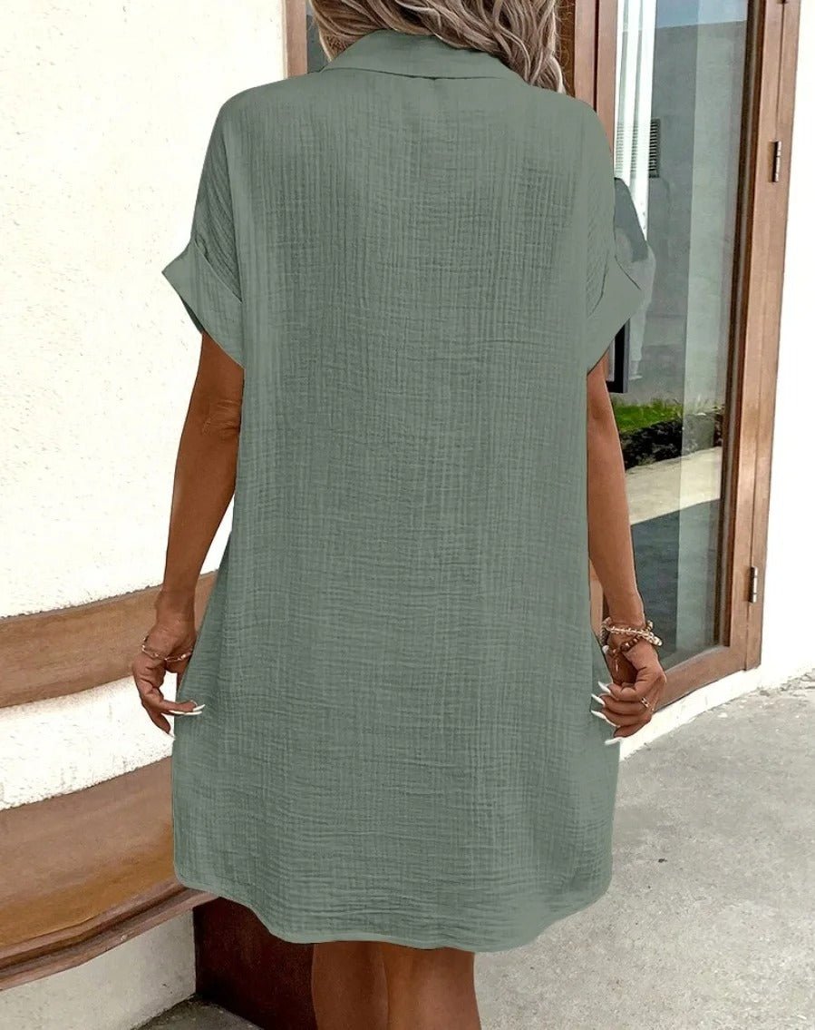 Monaco Button-Front Polo Shirt Dress