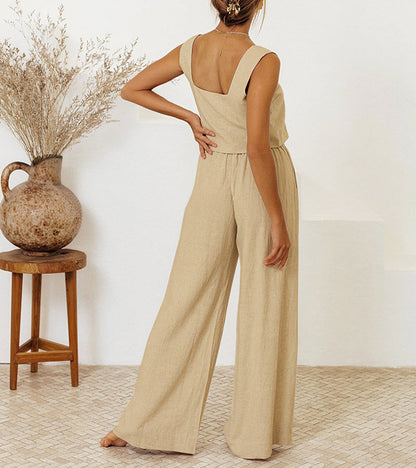 Elisaria - Minimalist Top and Wide-Leg Pants Set