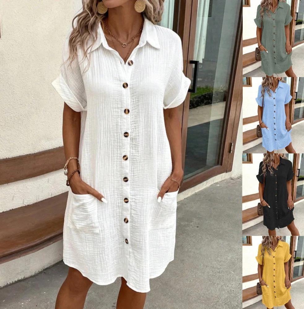 Button-Down Midi Dress with Pockets