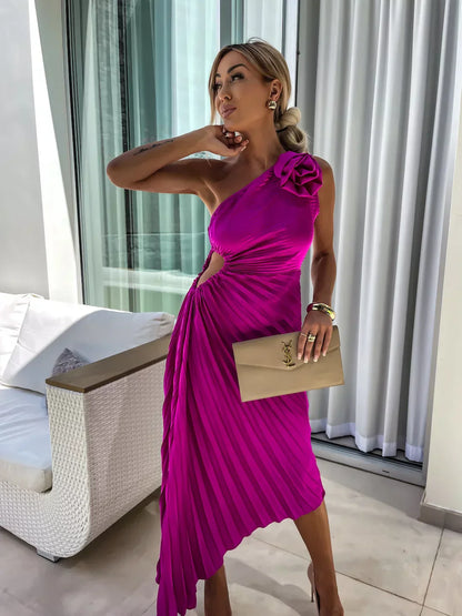 Flower One Shoulder Dress