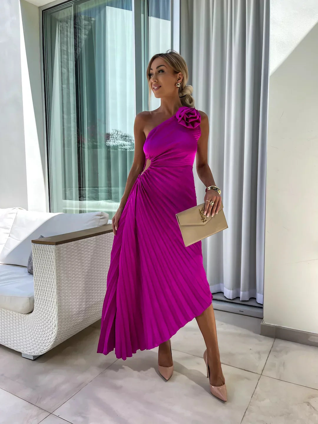 Flower One Shoulder Dress