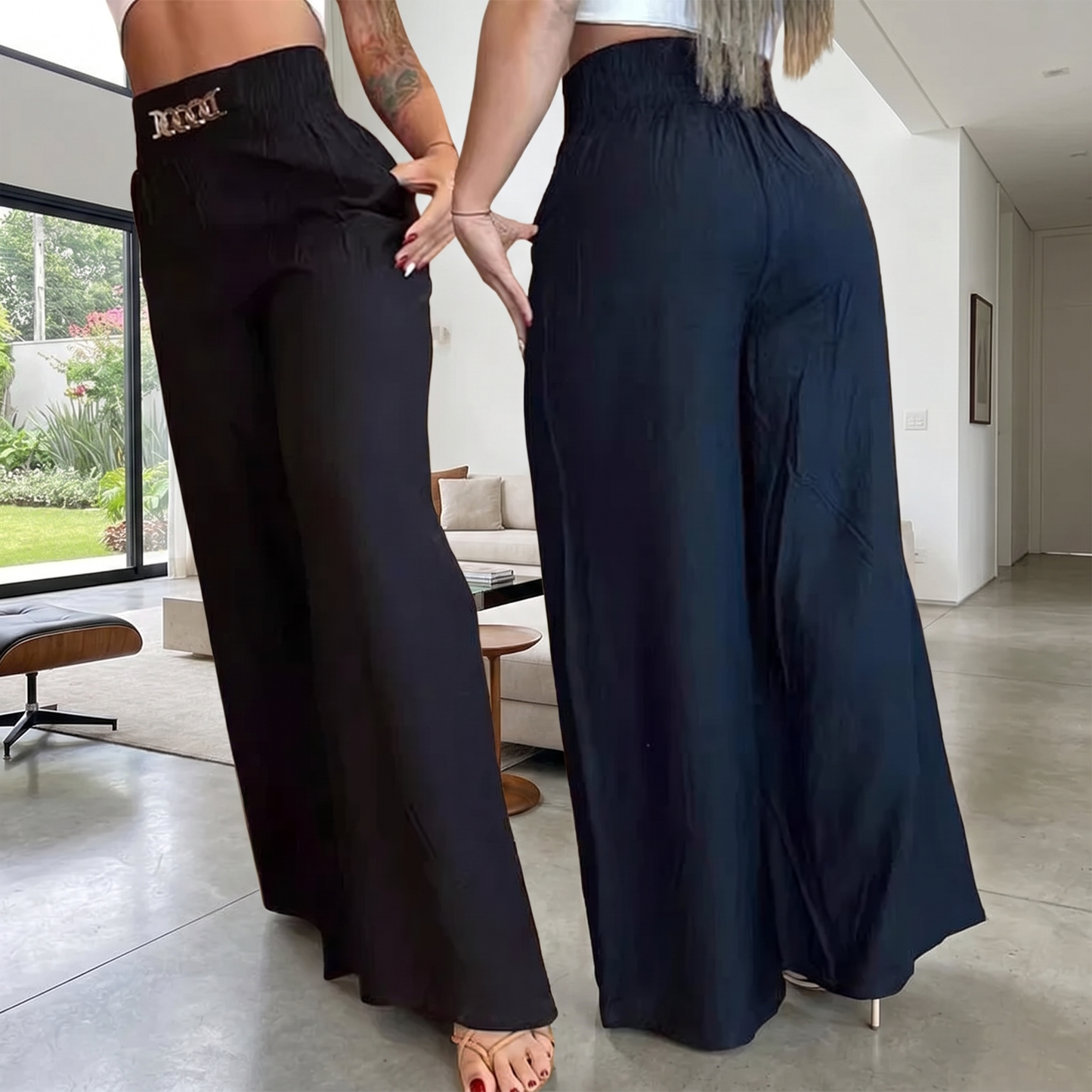 High-Waist Wide-Leg Trousers