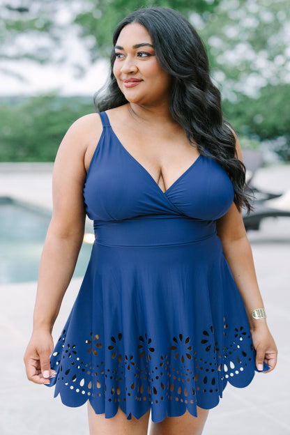 Off The Coast Swim Dress, Navy