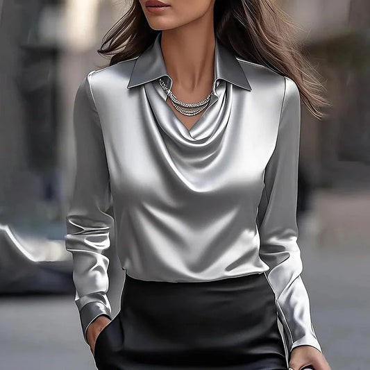 Milano Grace Satin Drape Blouse
