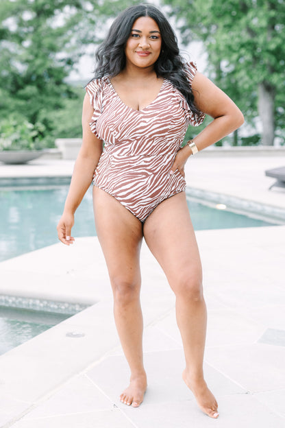 Spending My PTO Swimsuit, Brown Zebra