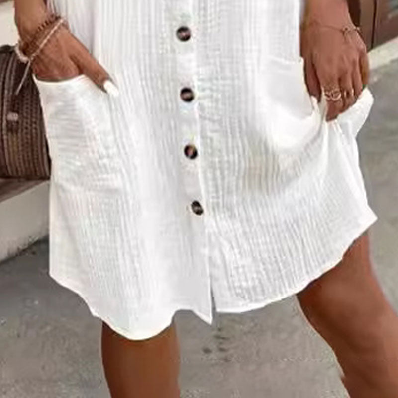 Button-Down Midi Dress with Pockets