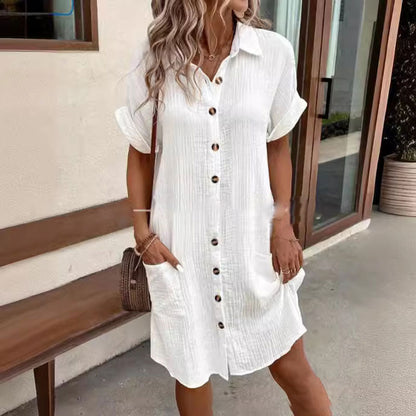 Button-Down Midi Dress with Pockets