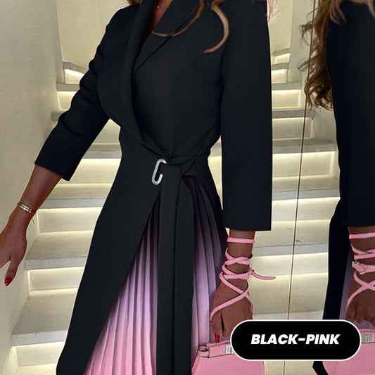 Ombre Tailored Plunge Neck Blazer Dress