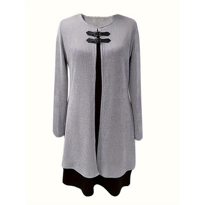 💃🌸 Women’s A-line knee-length dress with a subtle two-piece look