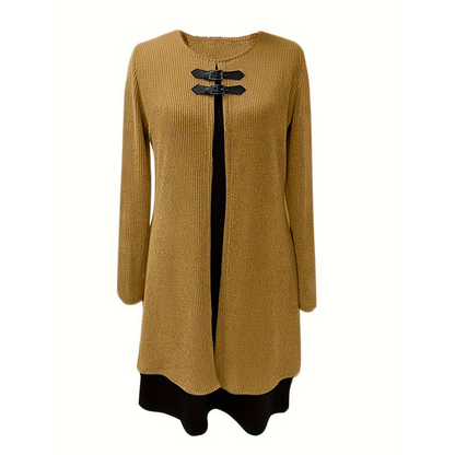 💃🌸 Women’s A-line knee-length dress with a subtle two-piece look