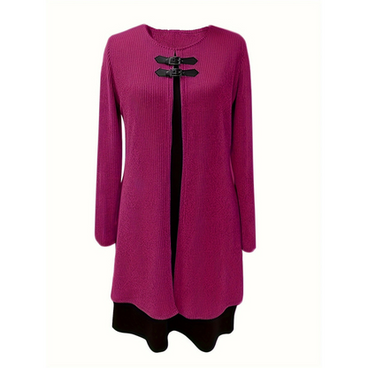 💃🌸 Women’s A-line knee-length dress with a subtle two-piece look