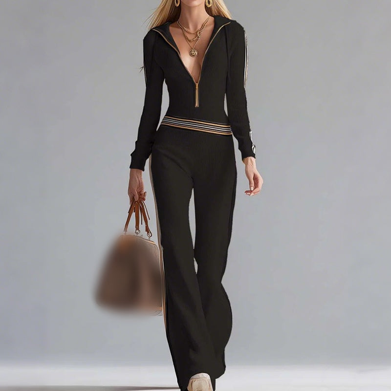 Chic Sport Luxe Hooded Jumpsuit