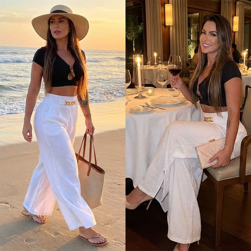 High-Waist Wide-Leg Trousers