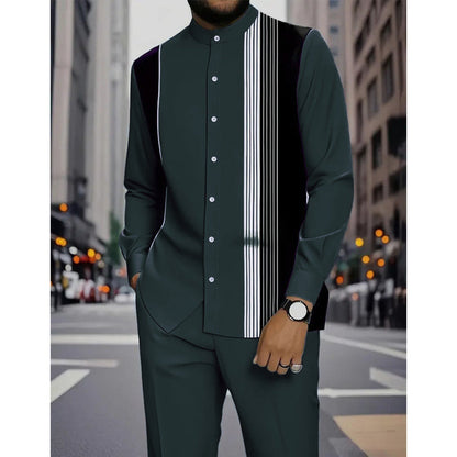 Men's Striped Shirt & Trousers Set