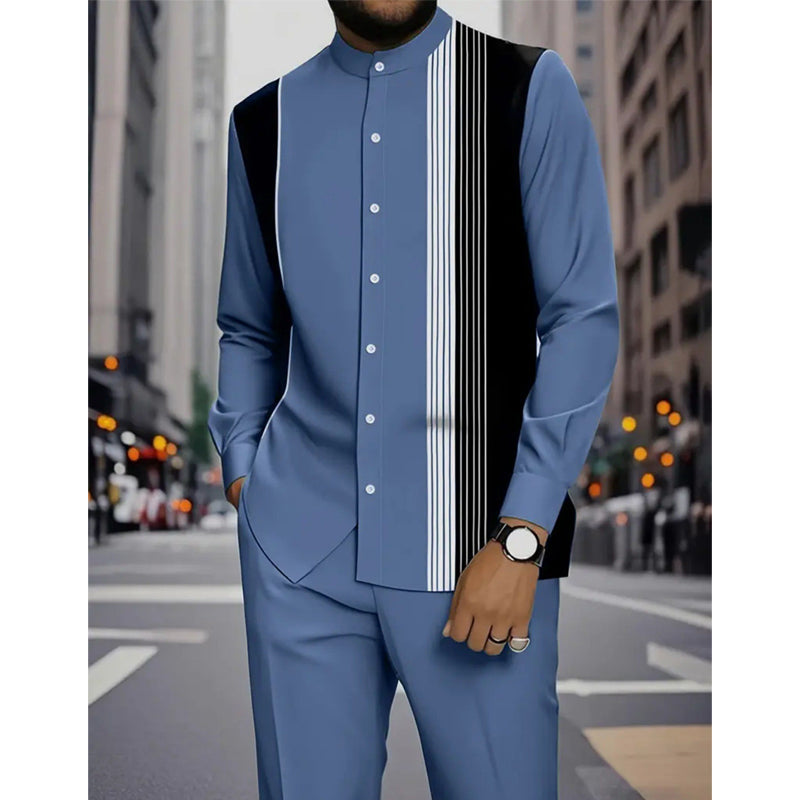 Men's Striped Shirt & Trousers Set