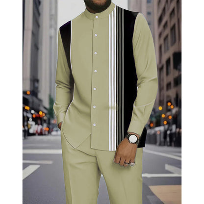Men's Striped Shirt & Trousers Set