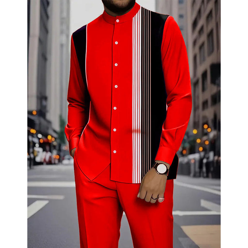 Men's Striped Shirt & Trousers Set