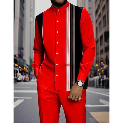 Men's Striped Shirt & Trousers Set