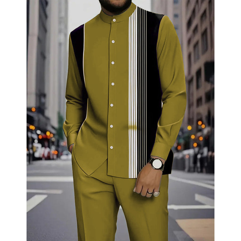 Men's Striped Shirt & Trousers Set