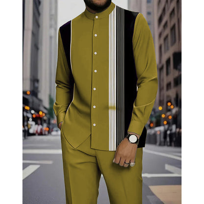 Men's Striped Shirt & Trousers Set